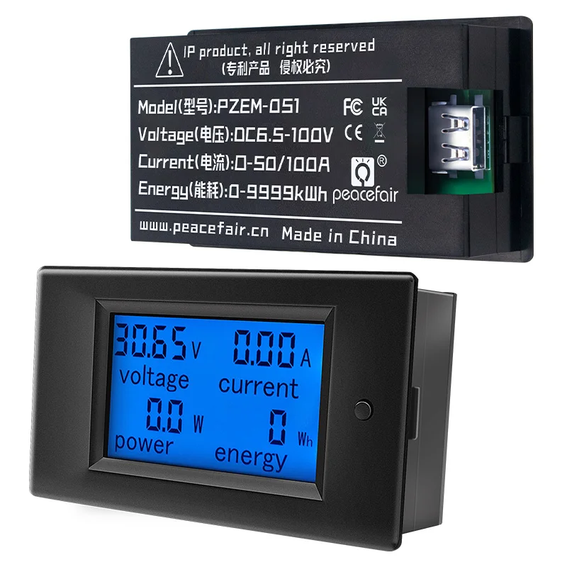Ulepszenie USB PZEM-051 50A Cyfrowy Watomierz Woltomierz Amperomierz DC 6.5-100V 4w1 LCD Miernik Napięcia Prądu Mocy Energii