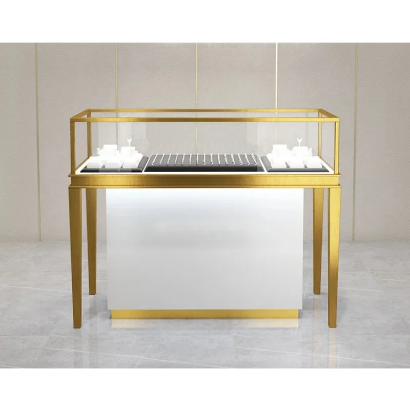 

Витрина-пьедестал для ювелирных изделий Customized.Hongzhan Store из ламинированного ДСП с LED-подсветкой и местом для хранения