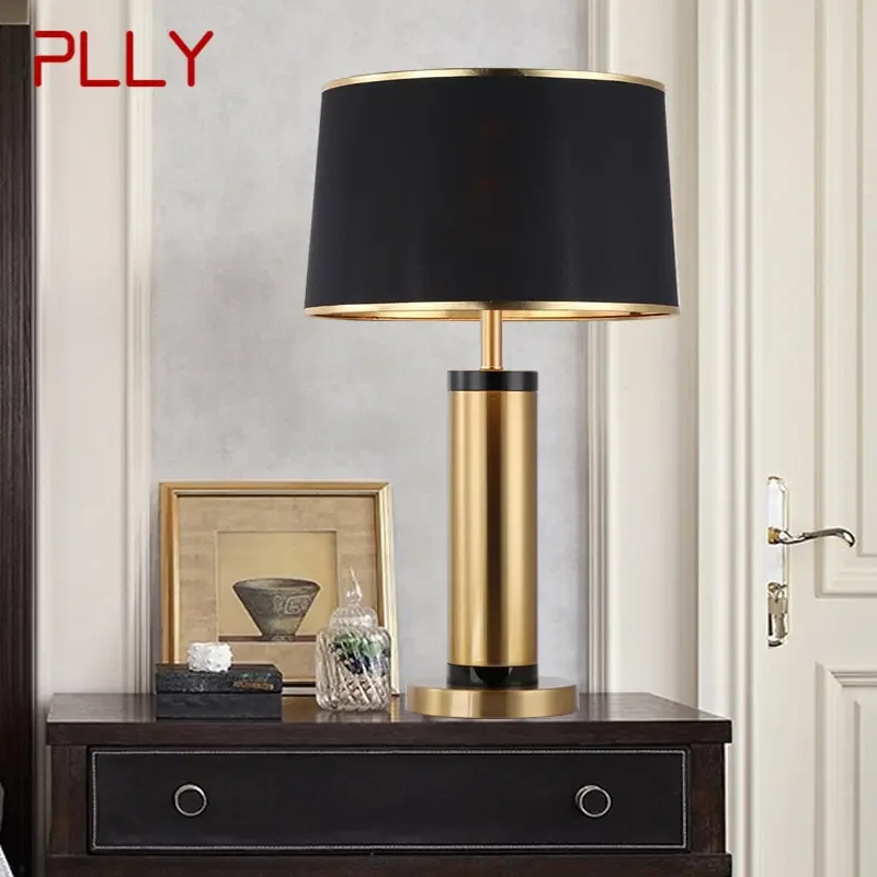 PLLY Contemporary Black Gold Table Lamp LED Vintage Creative Bedside Desk Light for Home Living Room Bedroom