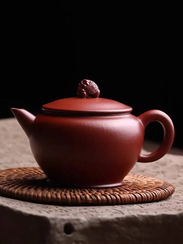Yixing Original Purple Golden Toad Fully Handmade By Famous Artists, Small Coal Kiln Red Clay Mini Brewing Teapot, Kung Fu Tea