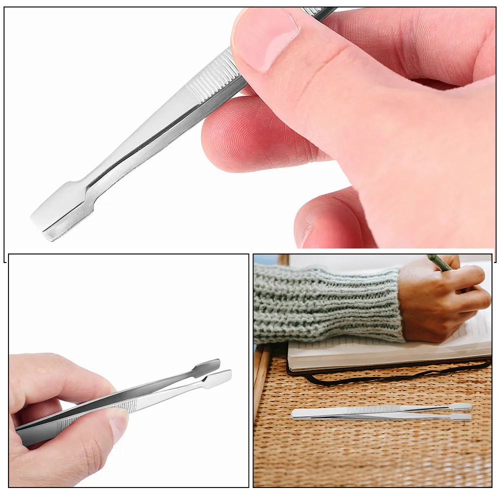 5Pack Stainless Steel Stamp Tweezers Flat Tip Precision Tools for Stamp Collectors Jewellery Making Electronic Repair