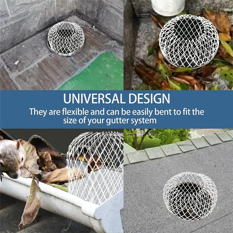 8 Buah Pelindung Downspout Talang Aluminium Penutup Layar Talang Saringan Daun Dapat Diperluas Pelindung Pipa Bawah 10X17Cm