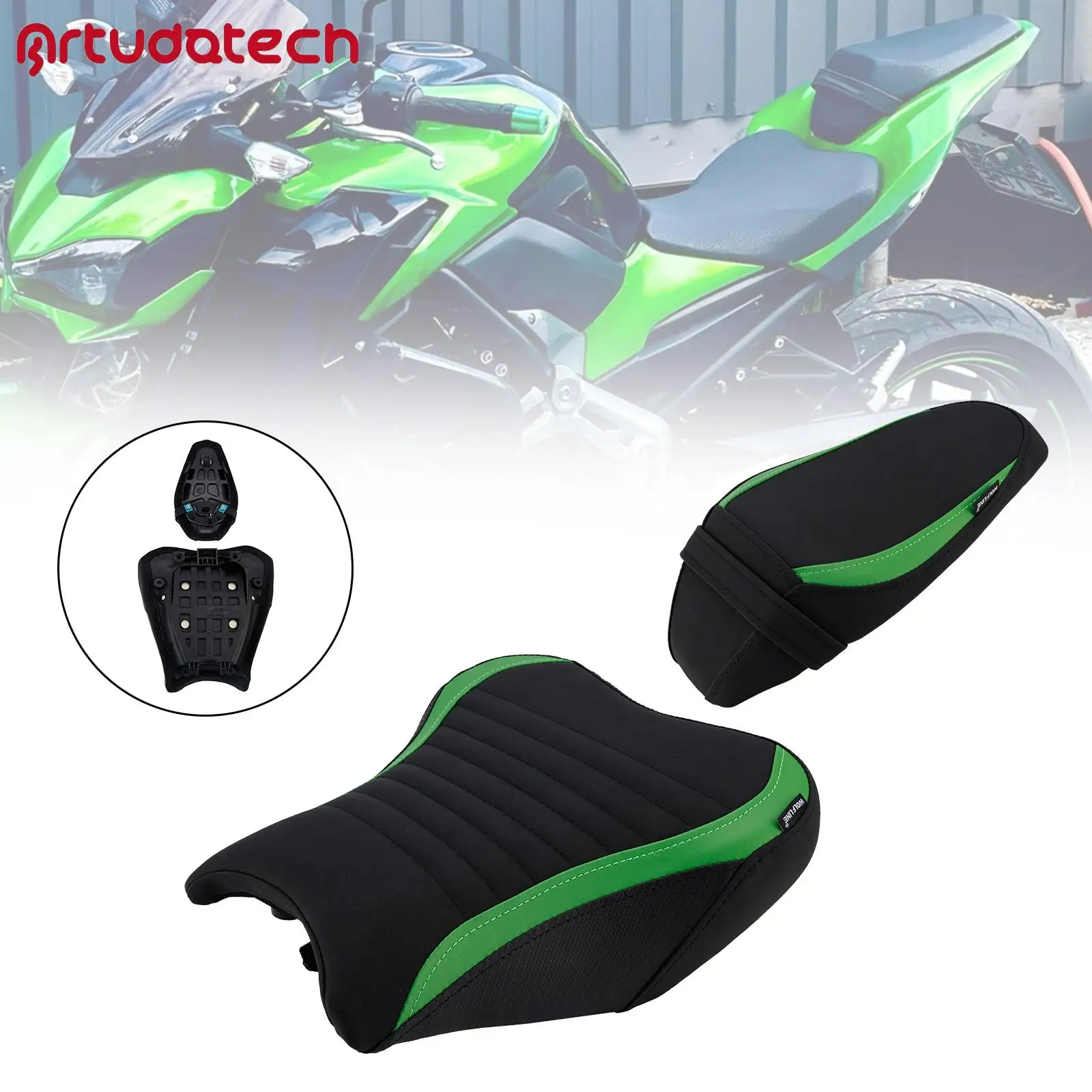 

Artudatech Replace Front Rear Driver Passenger Seat Black for Kawasaki Ninja Z900 2017 2018 2019 2020 2021 2022 2023 2024