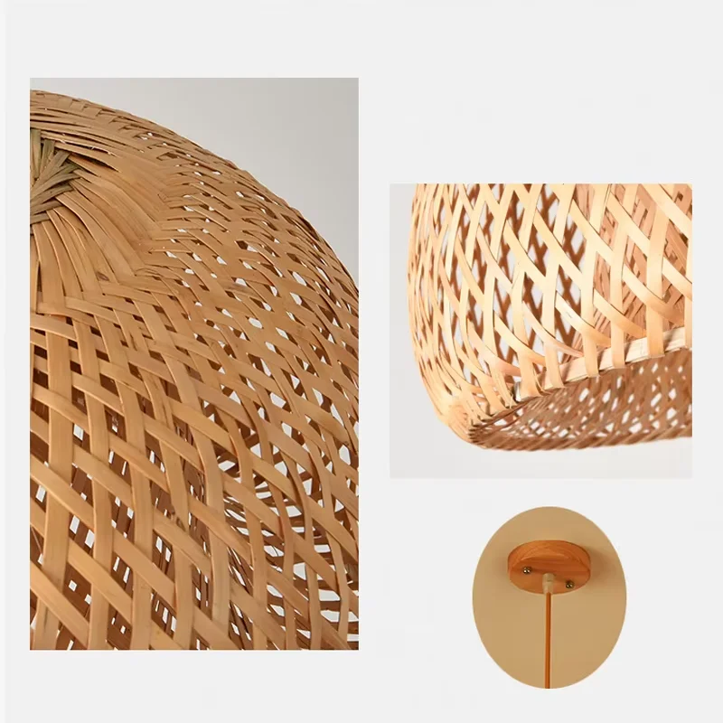 Chinese Style Hand weaving Bamboo Pendant Rattan Lampshade Lighting Lantern Restaurant Teahouse Decoration Ceiling Chandelier