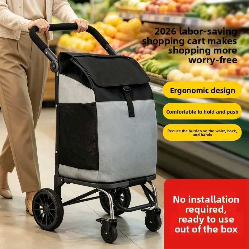 Home Foldable Portable Cart for Seniors Shopping and Stair Climbing Compact Pull Cart with Handle Kitchen Islands and Trolleys