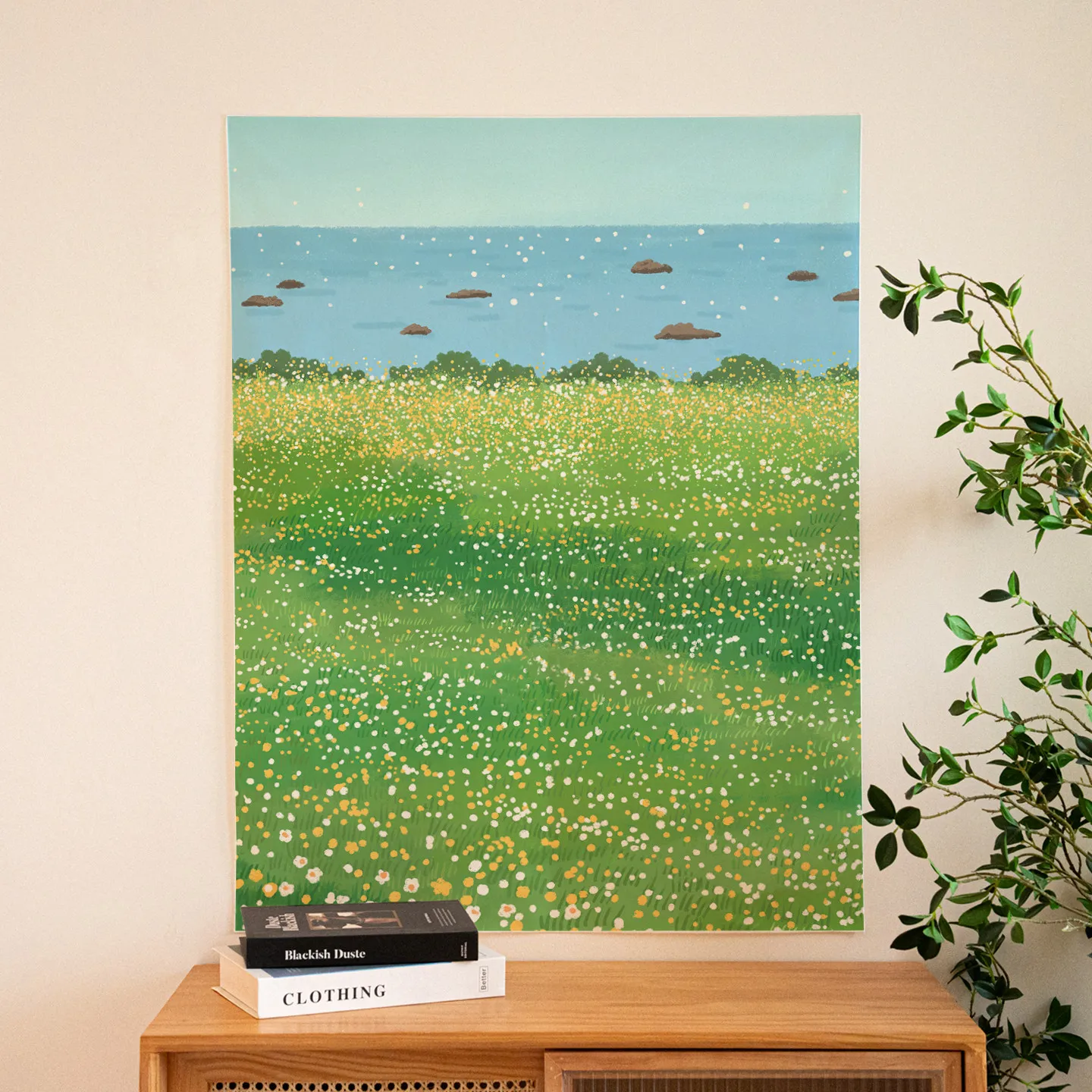 Wild Flowers Tapestry, Free Healing Aesthetic Wall Hanging, INS Background Cloth, Advanced Sense Wall Tapestry for Bedroom Li