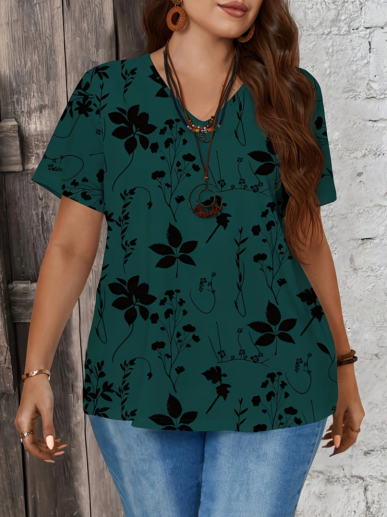 

Printed collar top, shirt, women's clothing