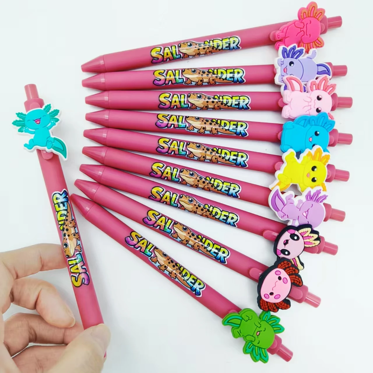 10 قطعة/14 قطعة قلم حبر جاف من السلمندر قلم هدية عالمي قصير الوردي روج #4