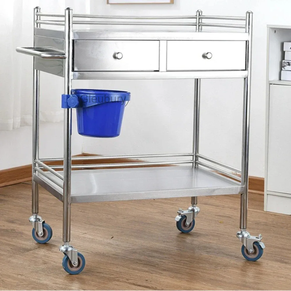 Utility Stainless Salon Trolley Medical Drawers Storage Tool Salon Trolley Tattoo Cart Carrito Auxiliar Salon Furniture BL50SF