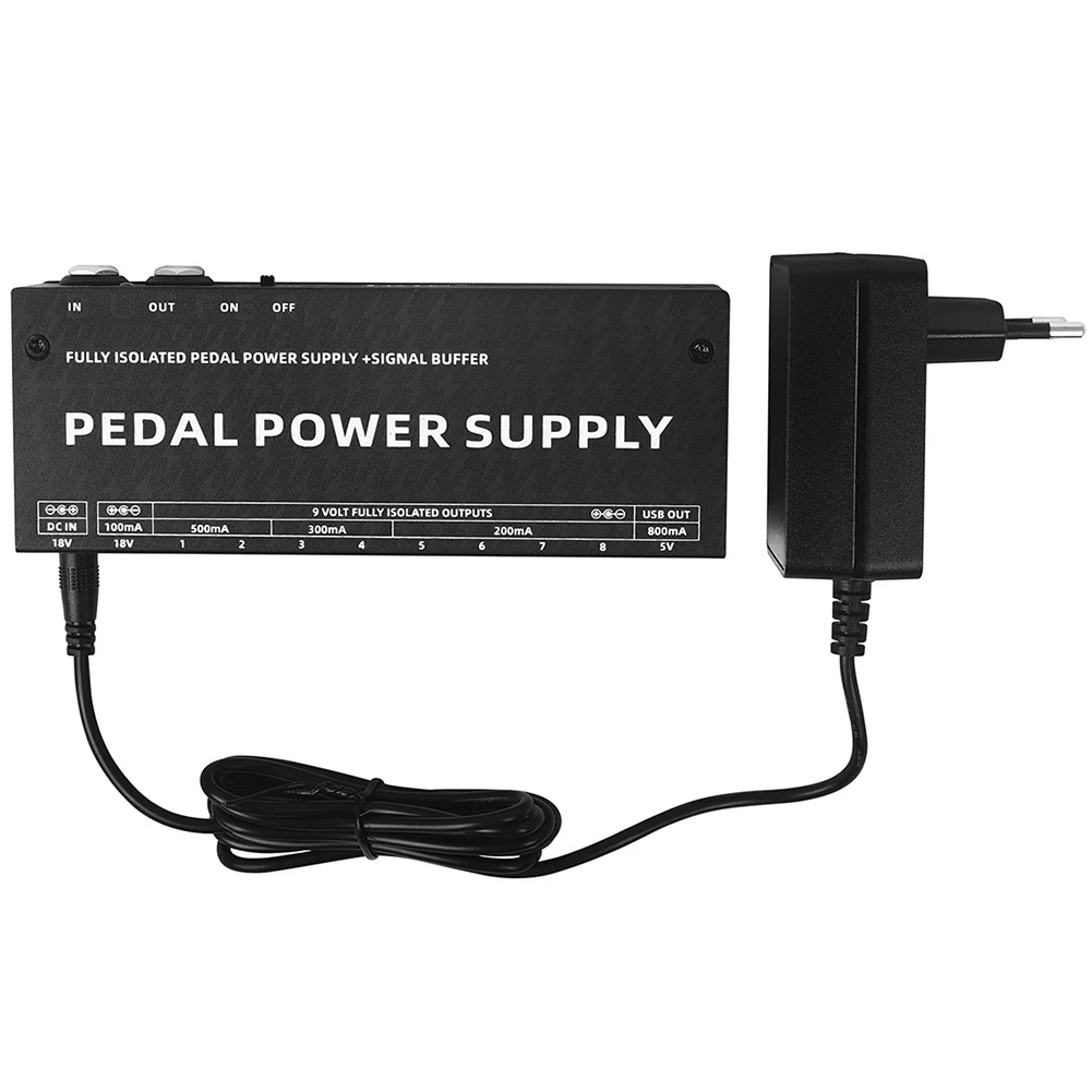 

Guitar Pedal Power Supply, 10 Isolated DC Output For 9V/18V Effect Pedal, Pedalboard Power Supply With Short Circuit Protection