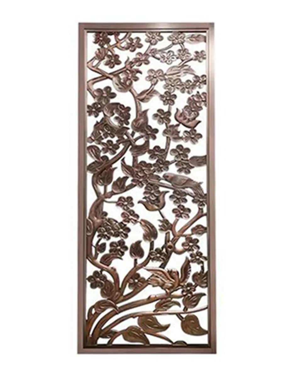 Stainless Steel Folding Screen Partition Grille Hotel Living Room Laser Hollow Aluminum Plate Relief Lattice Titanium Entrance