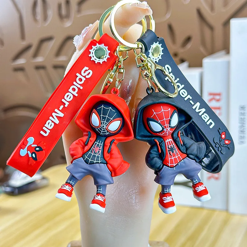 4 Styles Cool Cartoon Spider-man Plush Doll Keychain Ornament Car Bag Key Chain Pendant Small Gift Wholesale