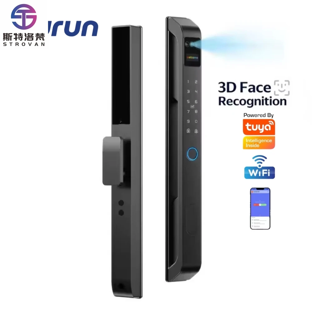 

ZXHK Tuya Wifi App Smart Lock 3D Face Biometric Aluminum Door Lock With Fingerprint for Swing/Sliding Door With Aluminum Frame