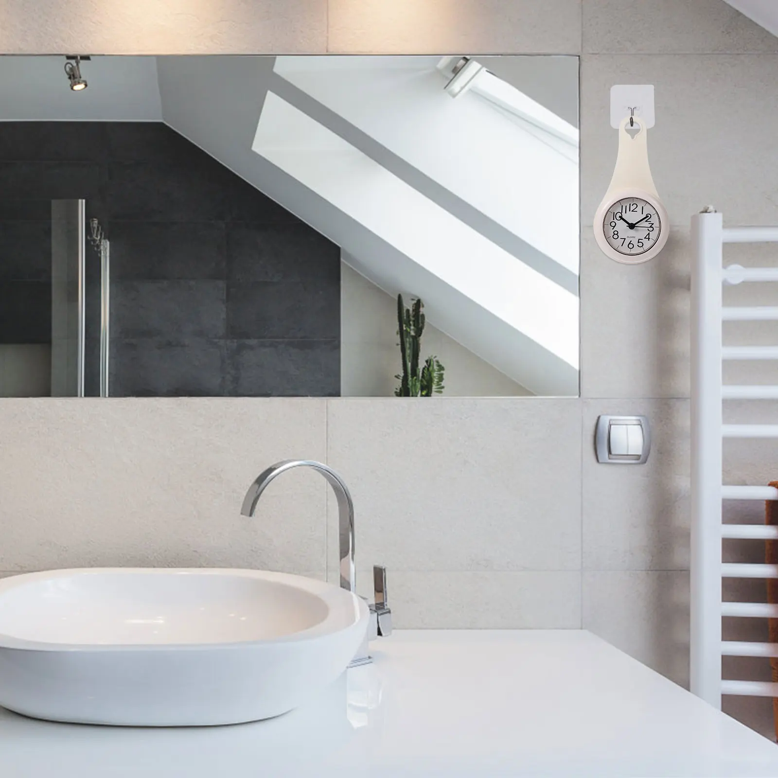 

Waterproof Suction Cup Wall for Bathroom Shower Kitchen Moisture Resistant Modern Design Wall Hanging with Handle Hook Home