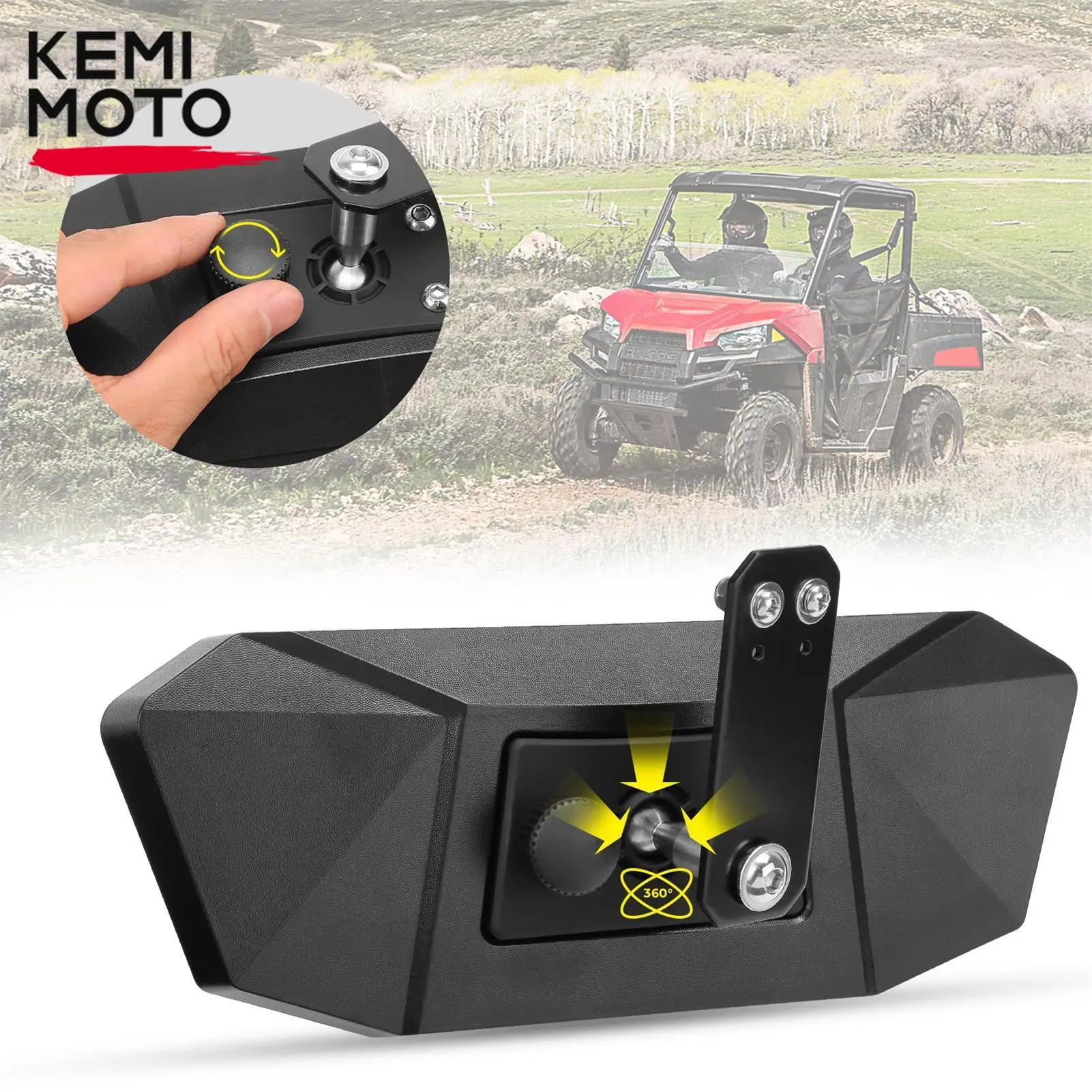 KEMIMOTO UTV Rear View Mirror #2879969 Height Adjustable Compatible with Polaris Ranger 500 570 900 XP 1000 XP / Crew 2017-2023