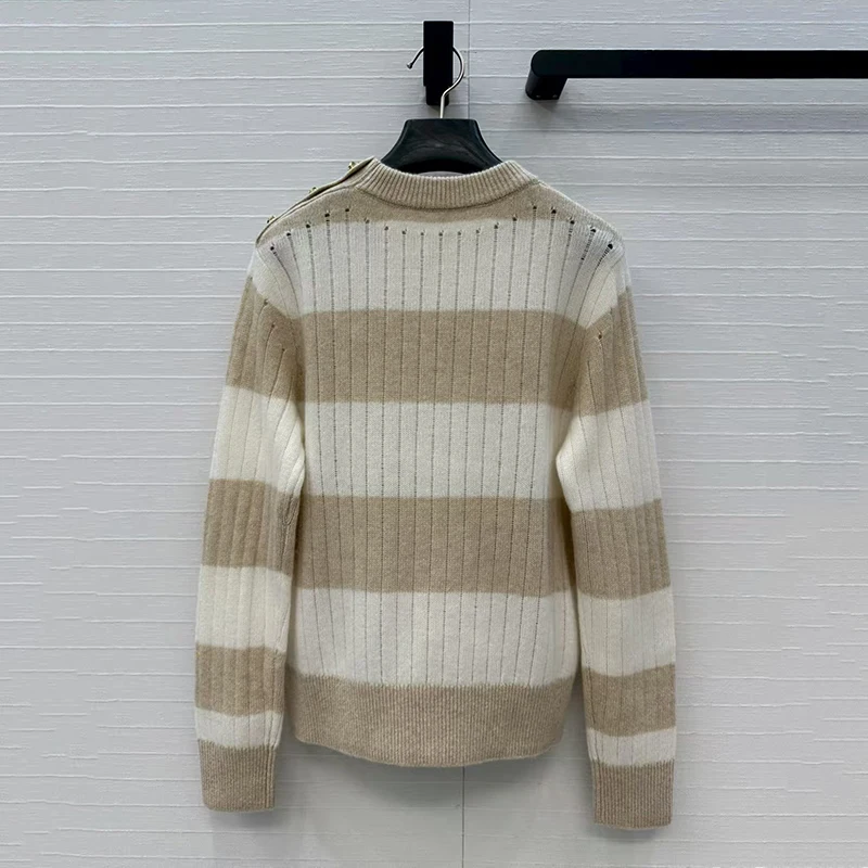 

Women's sweater New elastic knitted round neck long sleeved top for autumn 2025 Asymmetric slim fit cashmere pullover Knitwear