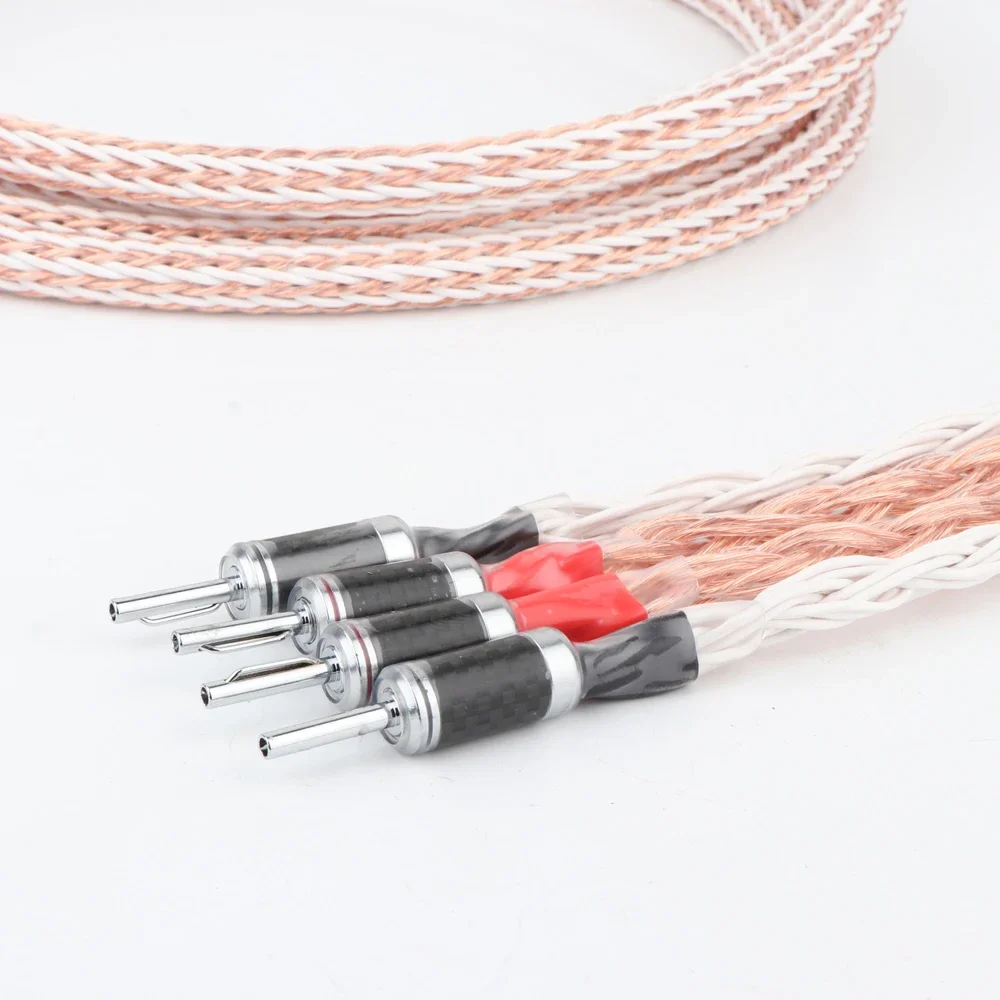 คู่ 12TC Hifi สายลําโพง 2 แจ็คกล้วย 4 กล้วย 7N OCC ทองแดงบริสุทธิ์สายลําโพง 15AWG สายลําโพง