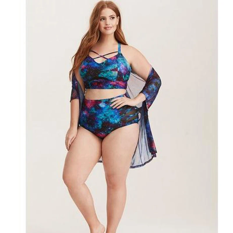 2023 New Plus Size Swimwear for Women Swimsuit Large Bathing Suits Two-piece High Waist Push Up Bikini Set Sexy Separate Stylish