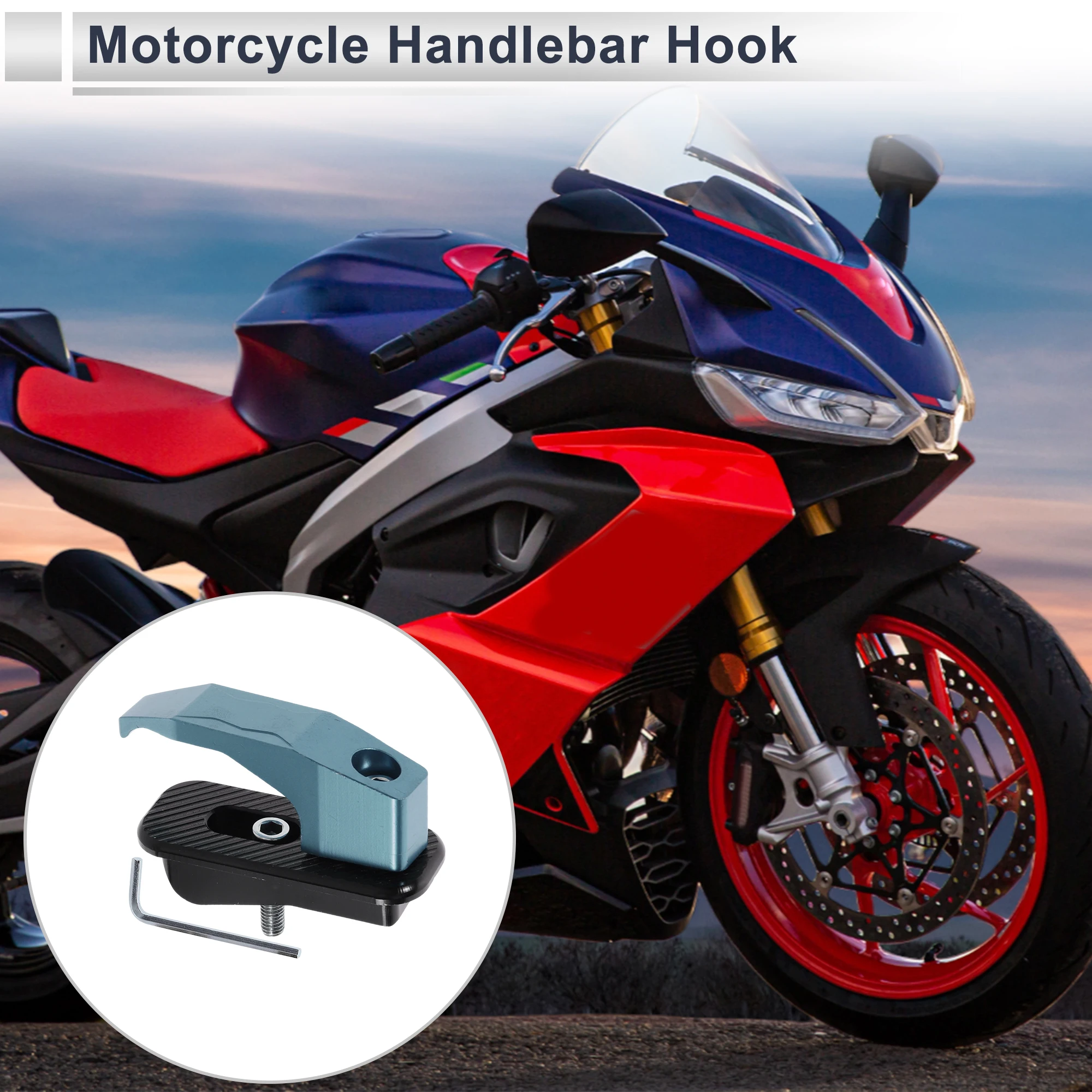 

Motoforti Rectangle Aluminum Alloy Motorcycle Hanging Hook 1 Set Light Blue