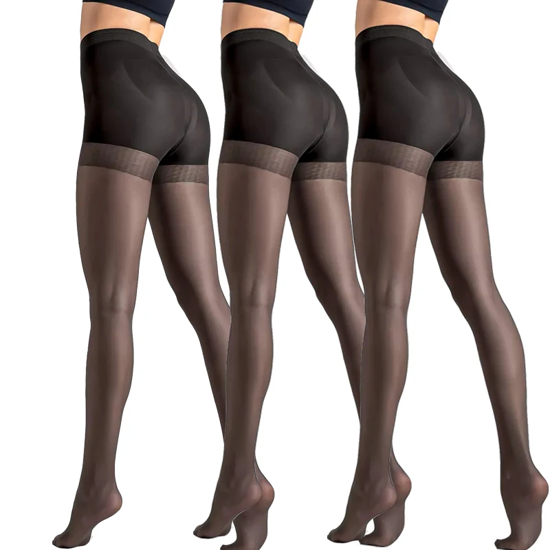 Kave 3 pary rajstop damskich 40D 2025 Wiosna Lato Cienkie nylonowe rajstopy z wysokim stanem Legginsy na brzuch Seksowne