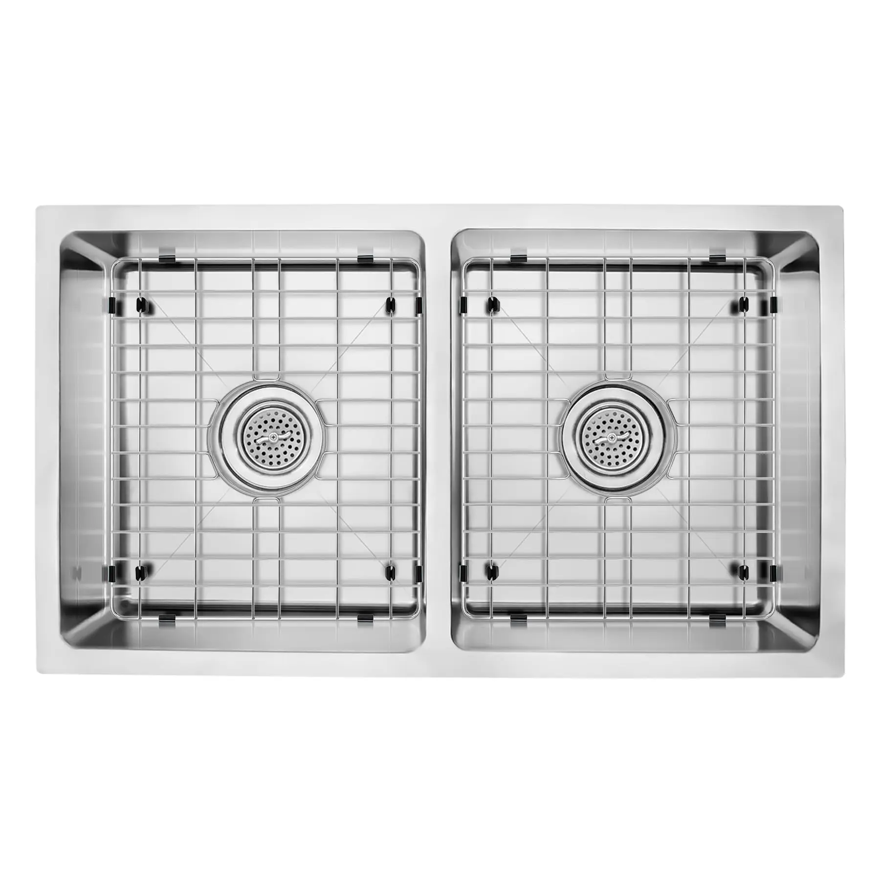31 in. 18-Gauge Stainless Steel Undermount Rectangular 50/50 Double Bowl Kitchen Sink w/ R10 Radius (Sink & Grid)