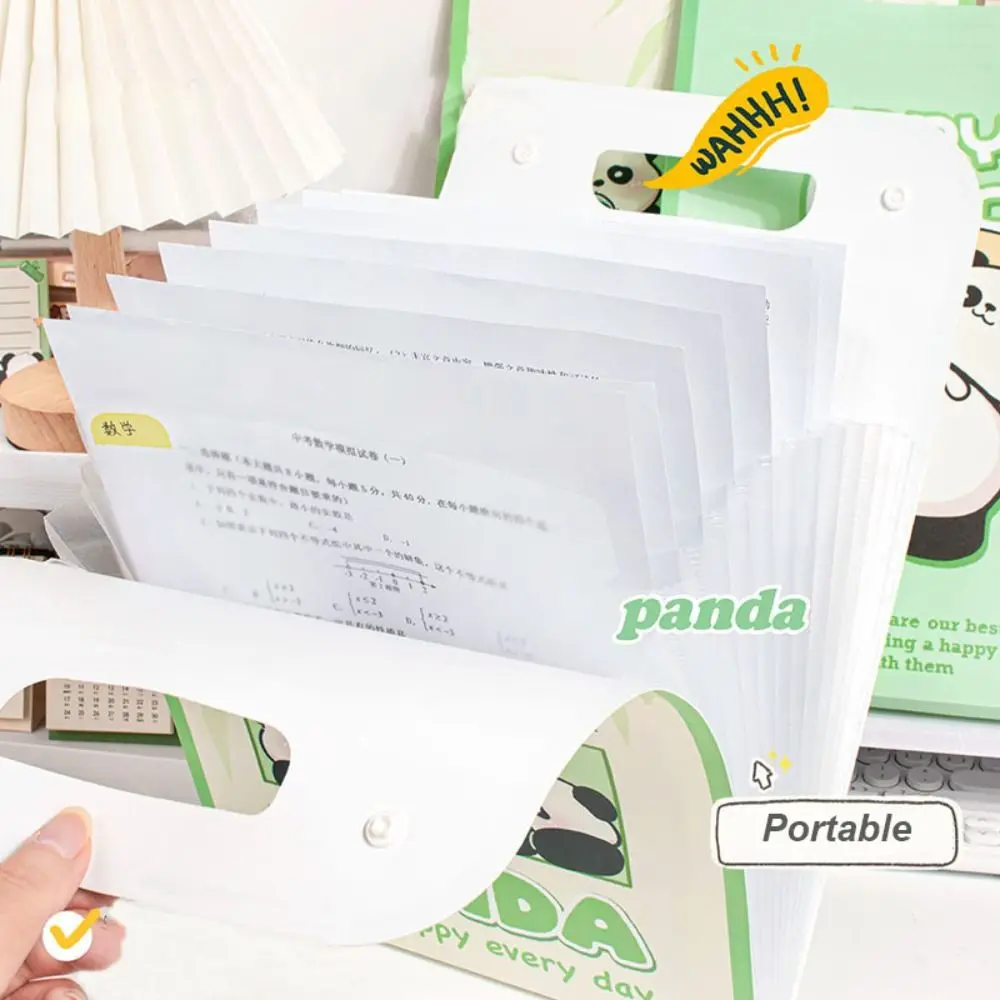 Lindo Panda A4 carpeta de archivos, organizador de archivos de dibujos animados creativos, impermeable, portafolio de gran capacidad