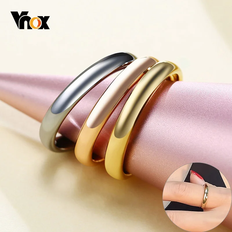 Vnox Classic 3mm Plain Women Ring Anti Scratch Tungsten Basic Wedding Rings Minimilist Lady Jewelry