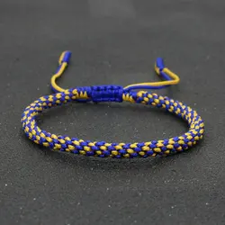 Ukraine Flag Spell Color Handmade Braided Corn Knot Bracelet Simple Adjustable String Bracelets for Women Men Lucky Cuff Jewelry