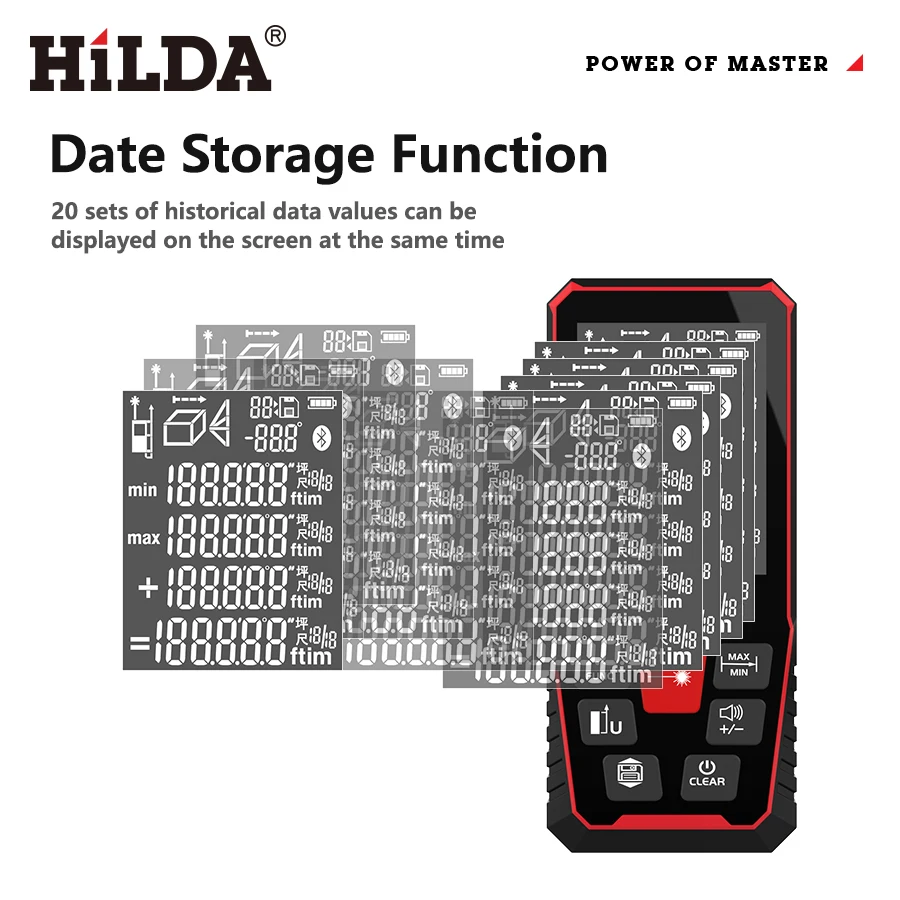 HILDA 100M/120M Laser Rangefinder Distance Meter Finder Building Measure Ruler Laser Tape Range Device Rulerfinder Build Measure