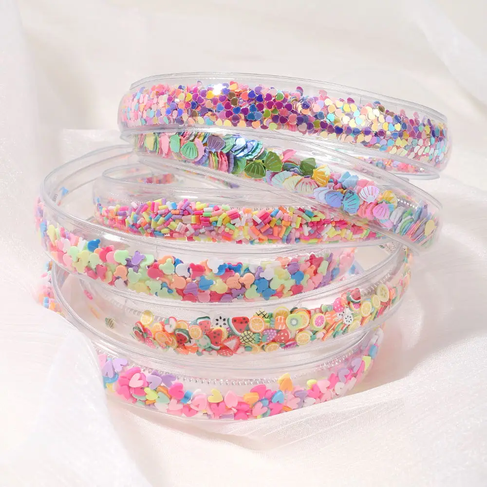 1pc Fashion Transparent Quicksand Headbands For Baby Kids Girls Glitter Sequin Hairbands Bezel Hair Hoops Hair Accessories Gift