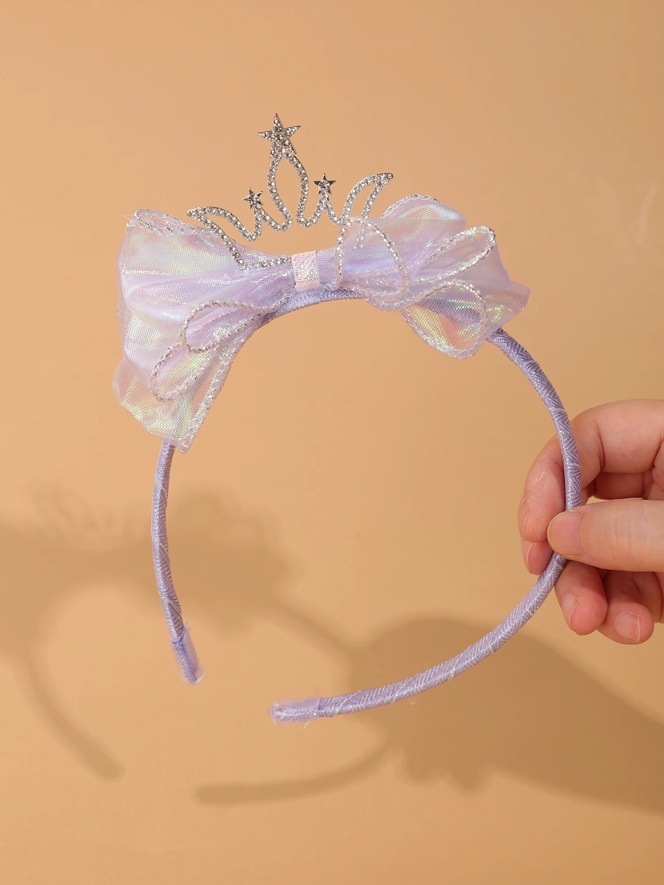 Modisches und schlichtes Kinder-Kronen-Haarband – leuchtend blaues Tüll-Haarband mit Schleife – Accessoire für Bühnenauftritte/formelle Kleider für Mädchen – Detail 1