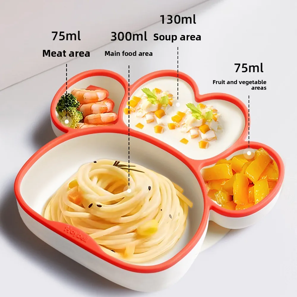 

Non-Slip Cat Paw Suction Dinner Plate BPA-Free Waterproof Divided Silicone Suction Plate Durable Sturdy Kids Feeding Tableware