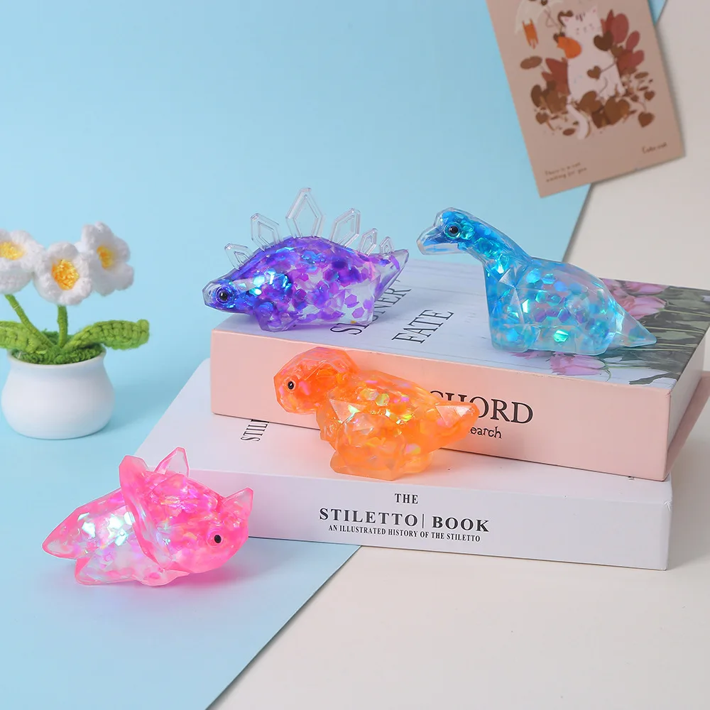 Glitter Squishy Stress Glitter Sugar Filled Soothing Texture Dinosaur Squishy Slow Rebound Squishy Fidget Stress Ball