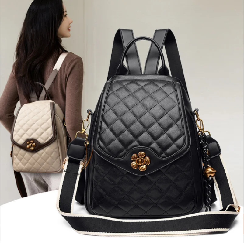 2026 Luxury New Fashion High Quality Leather Travel Backpacks Korean Women's Shoulder Bags Totes Crossbody Bag Schoolbag