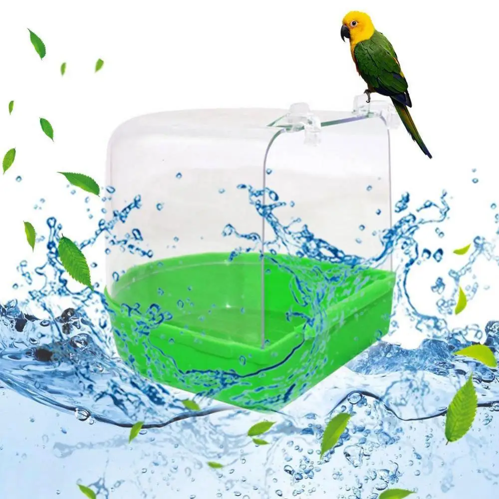 Hanging Transparent Cage Decor Pet Bird Parrot Bathing Tub Bathtub Shower Box Cage Decor