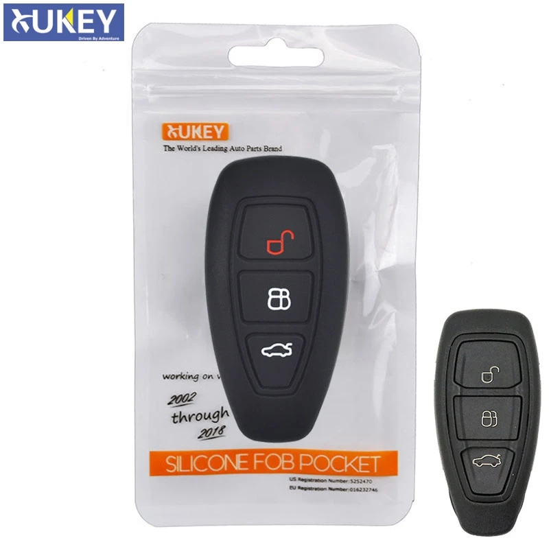 3 Tombol Silikon Mobil Fob Kunci Remote Shell Case Penutup untuk Ford Focus RS Fiesta Mondeo Kuga B-Max Grand C-MAX S-MAX Galaxy