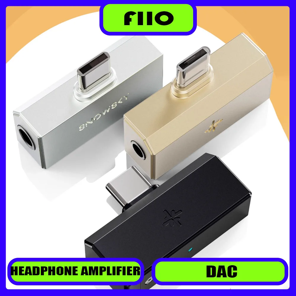 Fiio TinyA/B DAC Headphone Amplifier 3.5mm Type-C Transmitter Low Delay Little Tail Portable Mendukung PCM 384kHz DSD256 Decoding