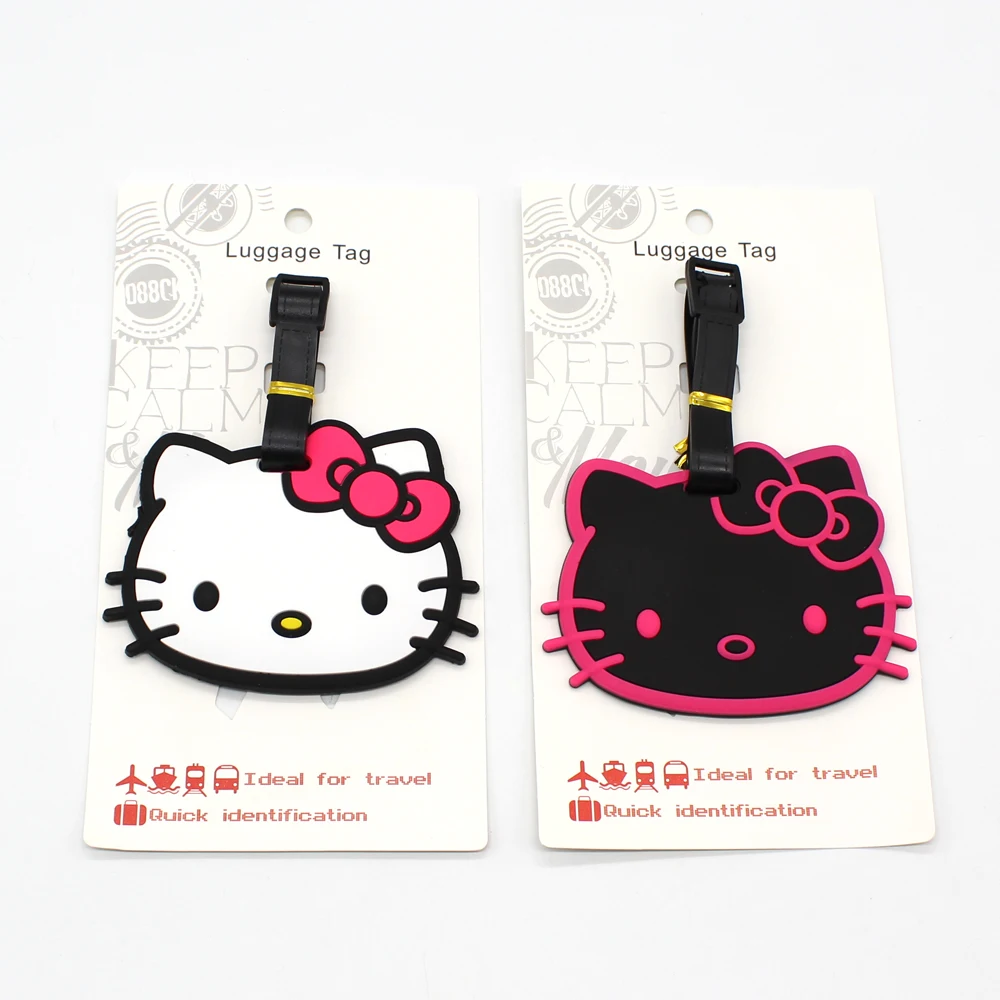 Sanrio Hello Kitty Luggage Tag Women Travel accessories Cartoon Kuromi Melody Travel Suitcase Bag Tag Identifier Carrier Nametag