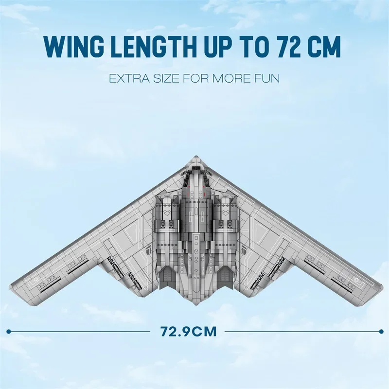 1977PCS B-2 Ghost Strategic Er Building Blocks Air Force Fighter Model Bricks Collection Desktop Display Kids DIY Toys Gifts