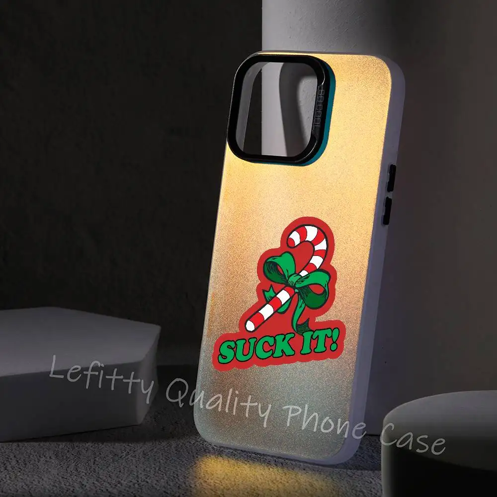 Engraçado presentes de natal caso de telefone para iphone 16 15 14 13 12 11 pro max fosco aurora multicolorido laser metálico gradiente funda