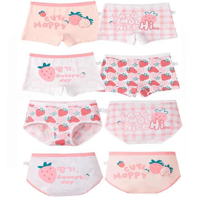 Wholesale 100 Pakcs Girls Multipack Boxers Trunks Cute Strawberry Briefs Child Panties Cotton Teenage Pants Baby Underwear 2-14Y