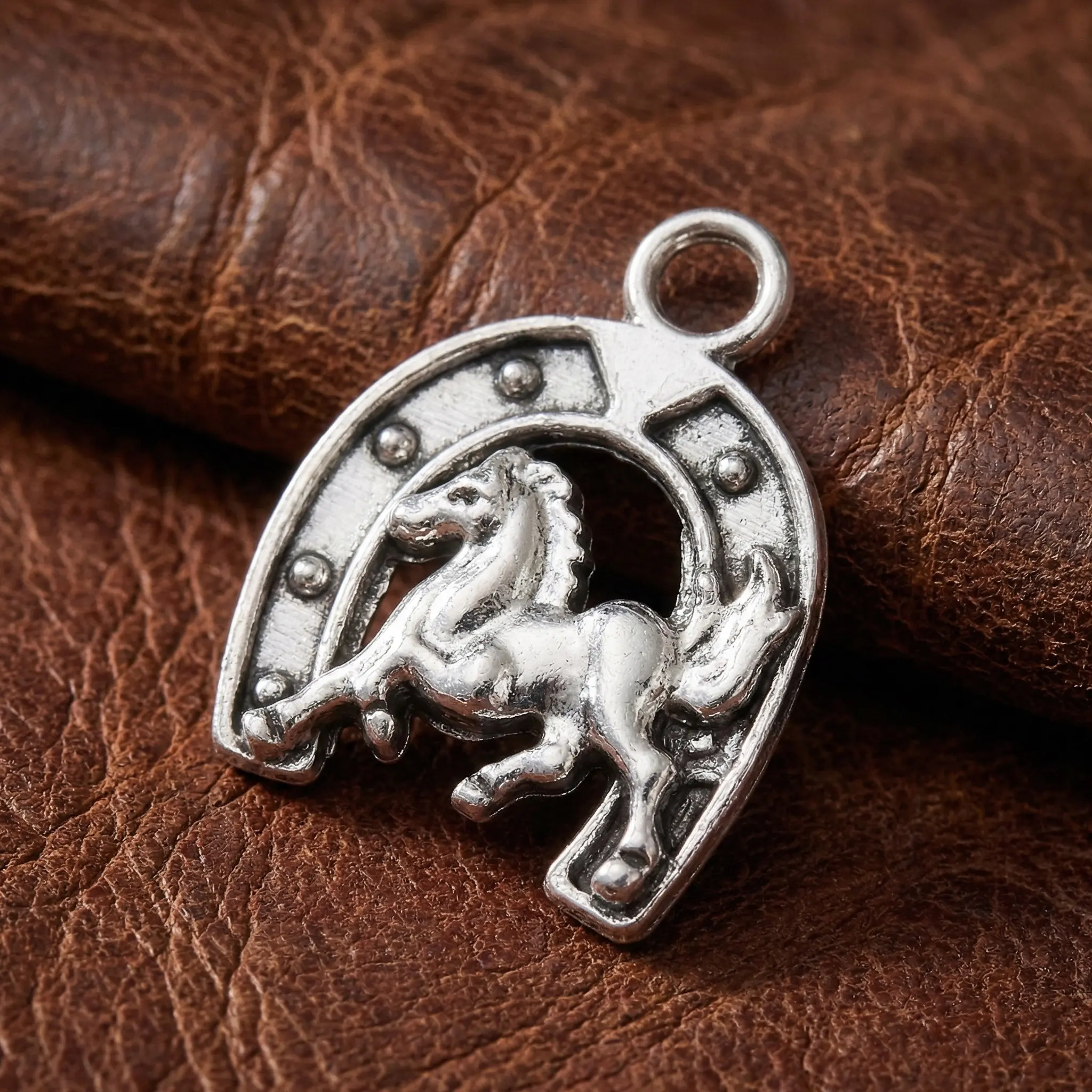 

50Pcs Western Cowboy Horse Charms Alloy DIY Pendant Charms for Jewelry Making Necklace Bracelet Keychain Craft Supplies
