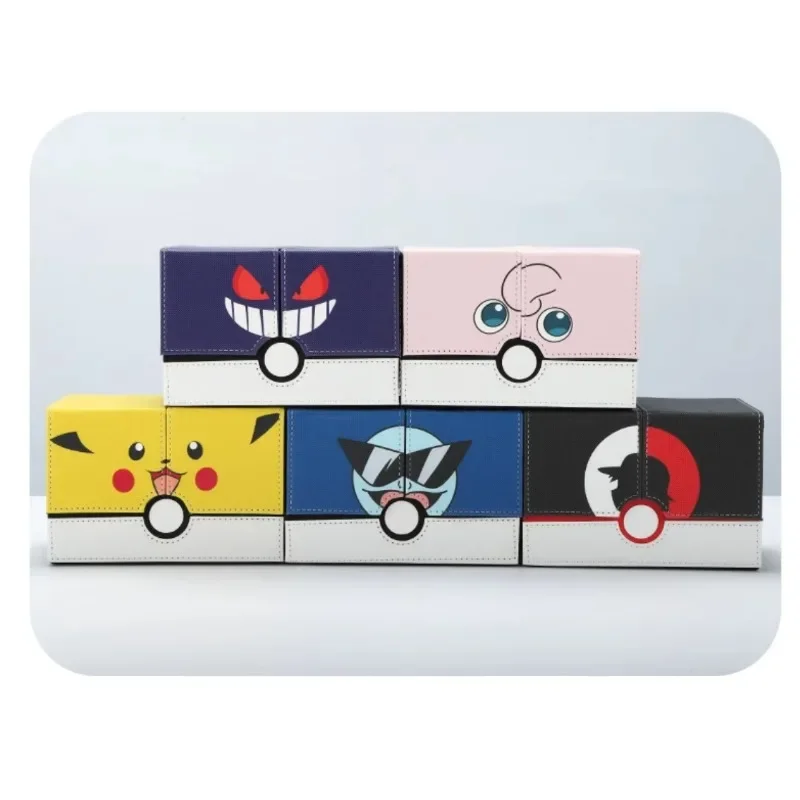 Pokemon PTCG Gengar Squirtle Jigglypuff Ash Ketchum Self Made Leather Card Box Anime Classics Game Collection Cards Toy Gift