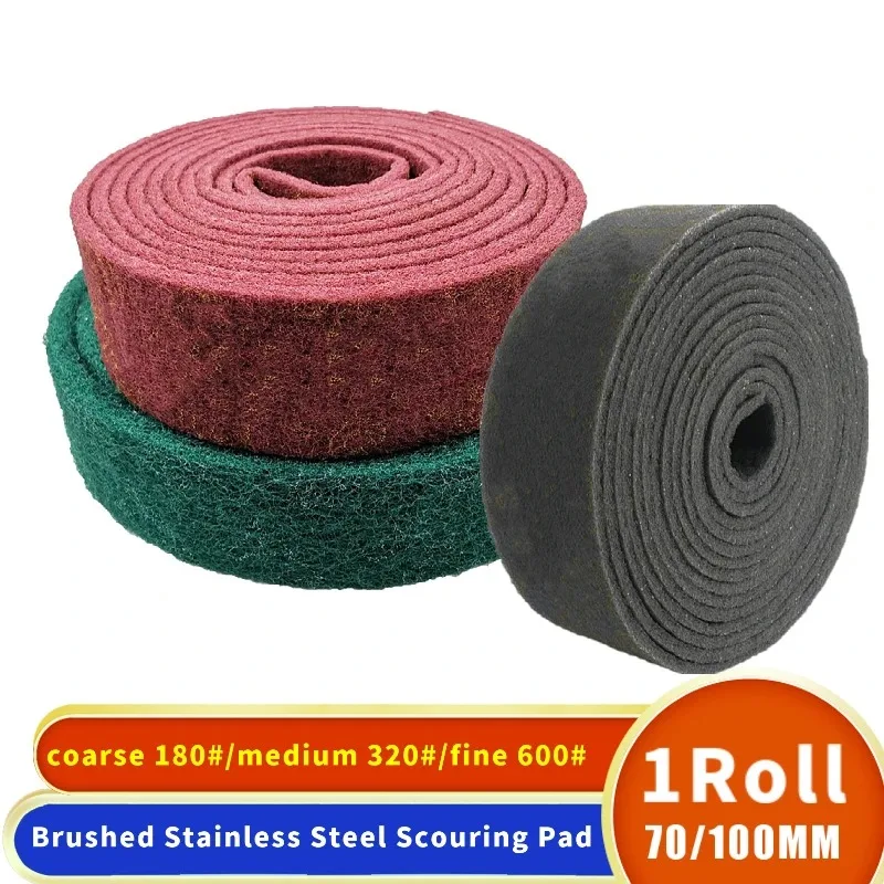 1 Roll Brushed Stainless Steel Scouring Pad Abrasive Tools Rust Removal Polishing For Industry Metals Wood Paint Hand Brush Tool