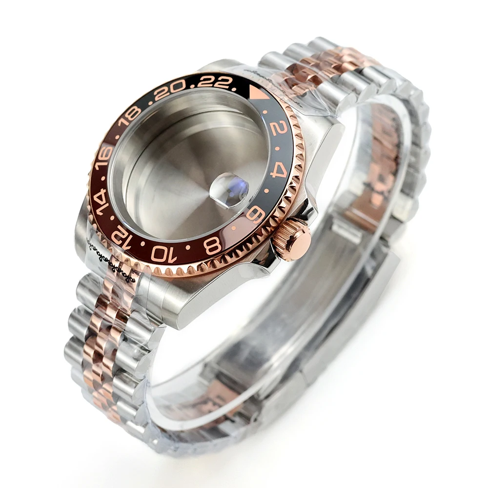 

40mm Watch Case Sapphire Glass 316L Stainless Steel Jubilee Bracele For Seiko Nh35 Nh36 Nh38 Movement 28.5mm YACHT-MASTER