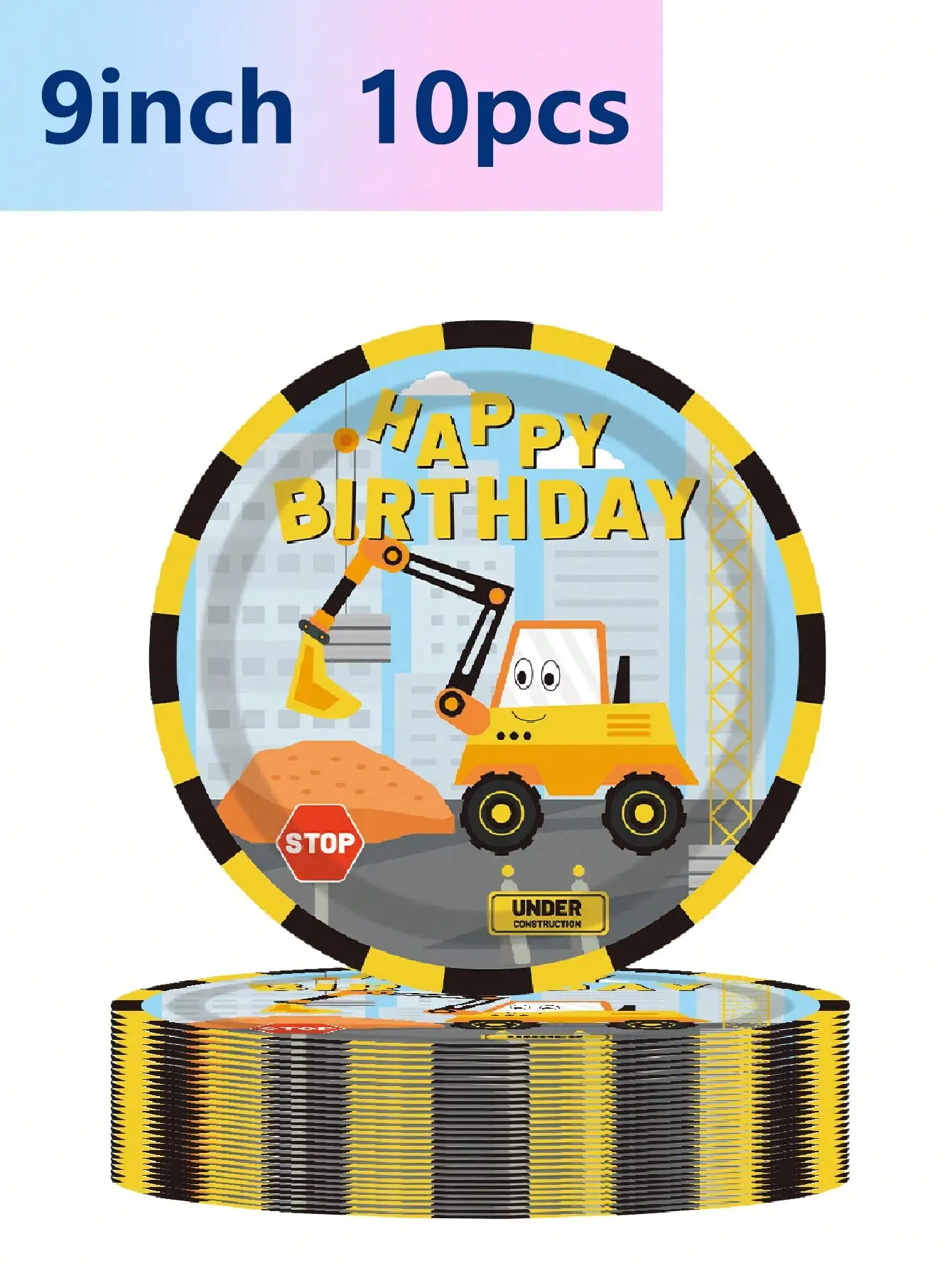 Bagger Fahrzeug Thema Party Cartoon LKW Teller Pappbecher Taschentuch Traktor, Festival Feier, Geburtstag Party Supplies – Detail 2