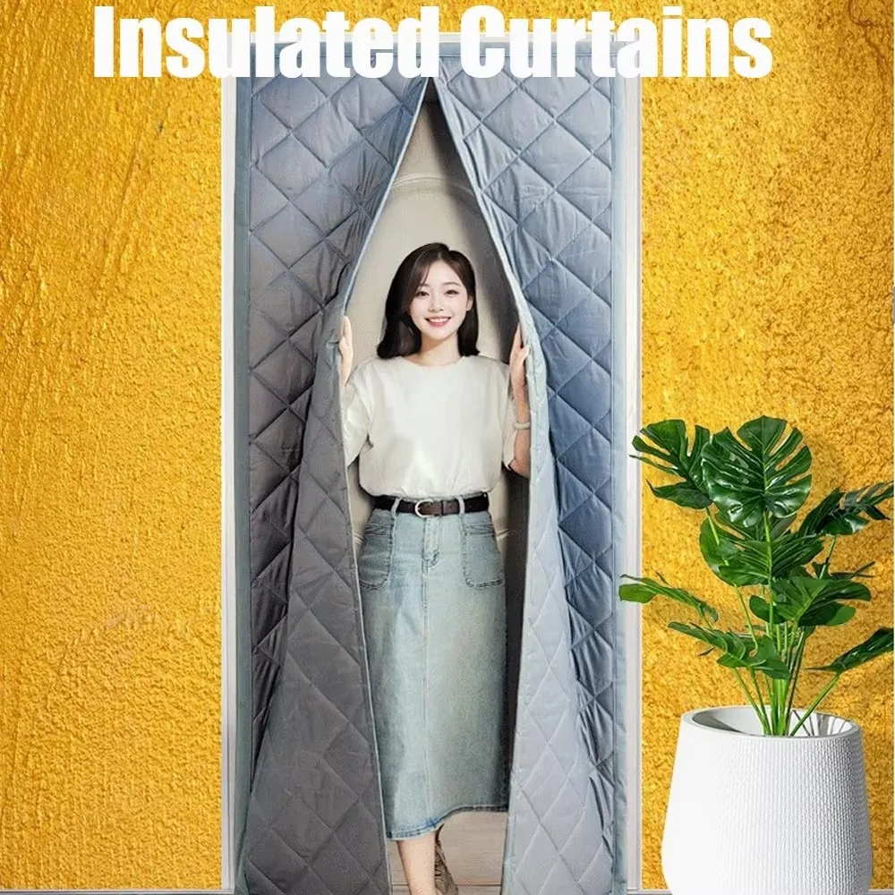 Insulation Door Curtain Long Magnetic Stripe Thickened Winter Warm Cotton Thermal Insulation Partition Curtain Home Supplies