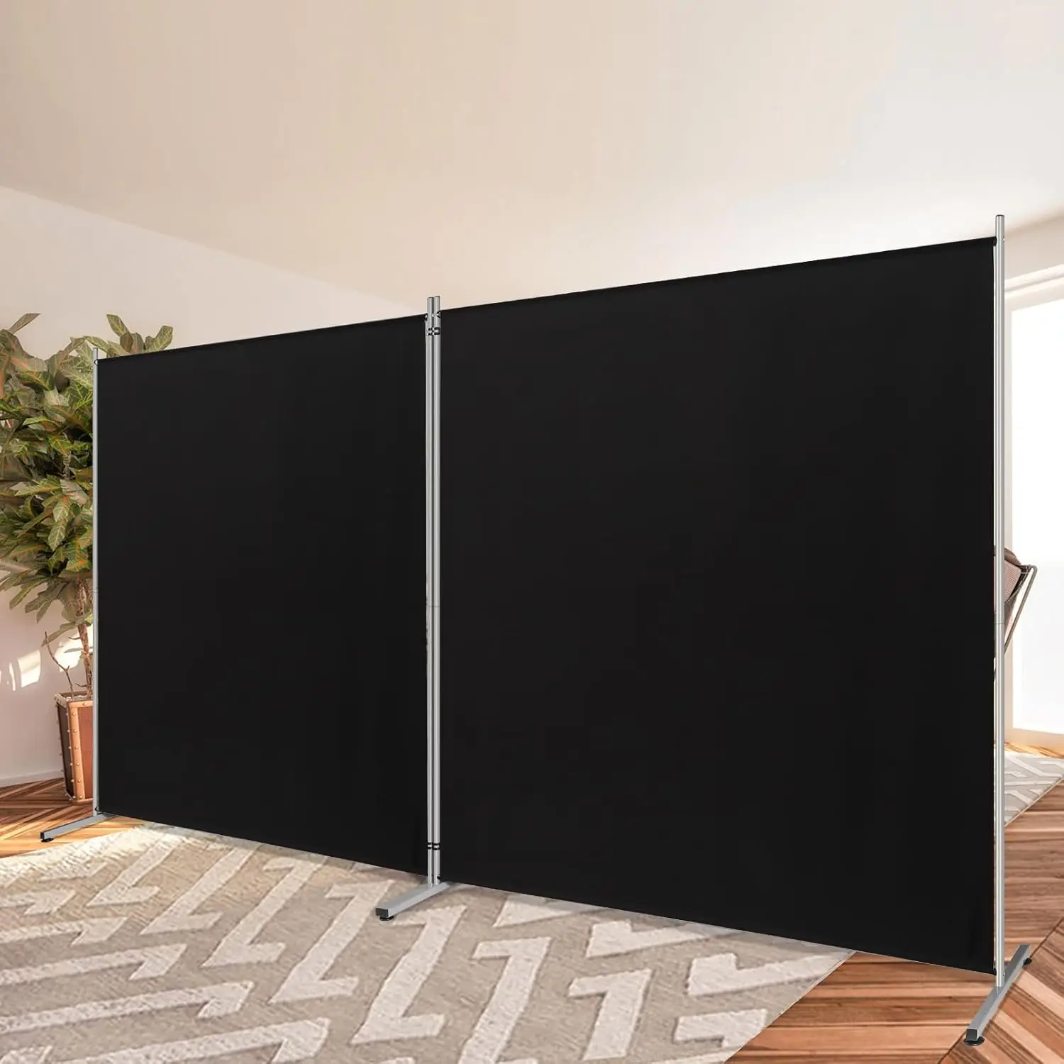 

Large Folding Room Divider, Portable Privacy Screen for Office and Home, 142" W x 71" H, Black
