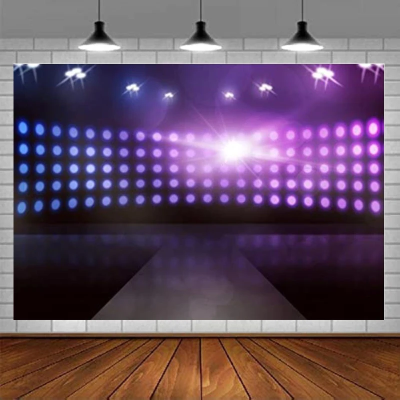 Empty Stage with Lamp Sparkling Photography Backdrop Spotlight Catwalk Model T Stage Show Fashion Showing Background Banner