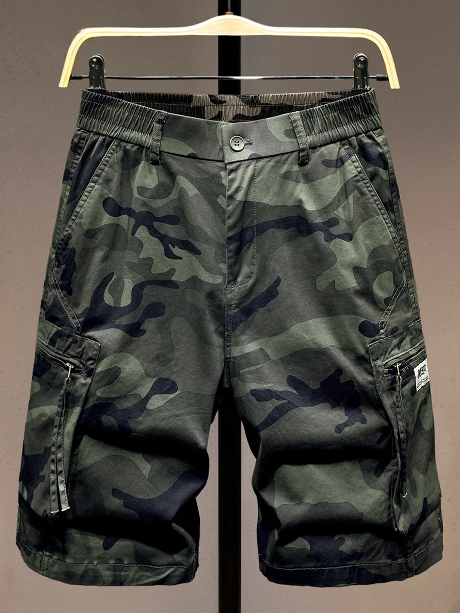

Мужские летние камуфляжные шорты в стиле милитари, модные брендовые повседневные шорты средней длины с множеством карманов, свободного прямого кроя, длиной до колена.